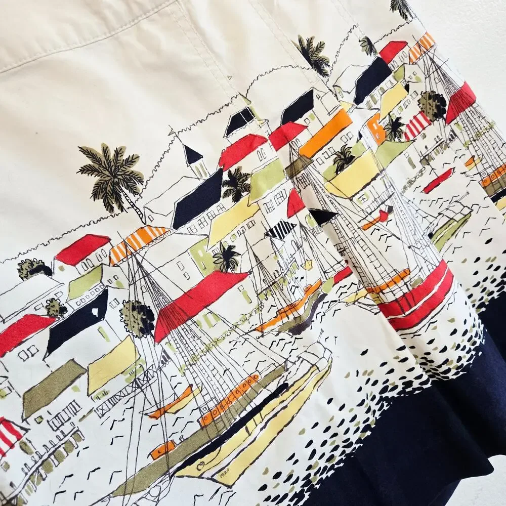 Size 4 – Eddie Bauer Coastal Town Print Cotton Skirt